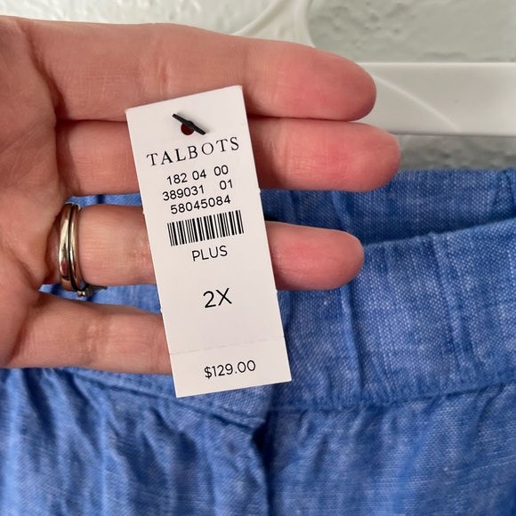 Talbots Pants Women's 2X Nantucket Washed Linen Wide Leg Cross Cye NWT - Picture 5 of 6